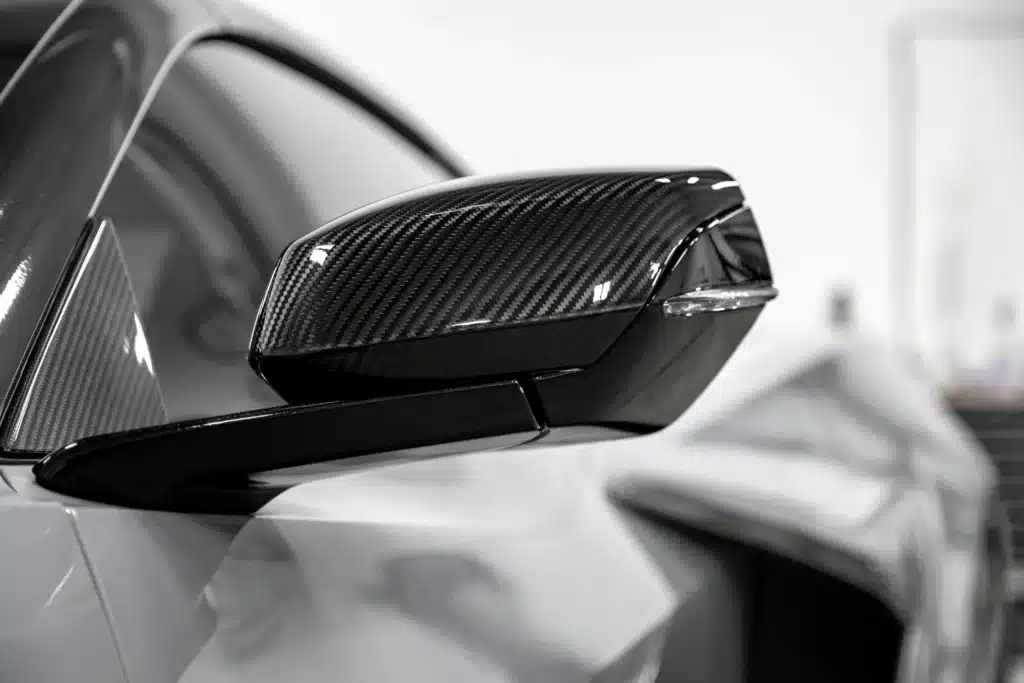 Chevy Corvette C8 Grey with Decals showcasing carbon flash
