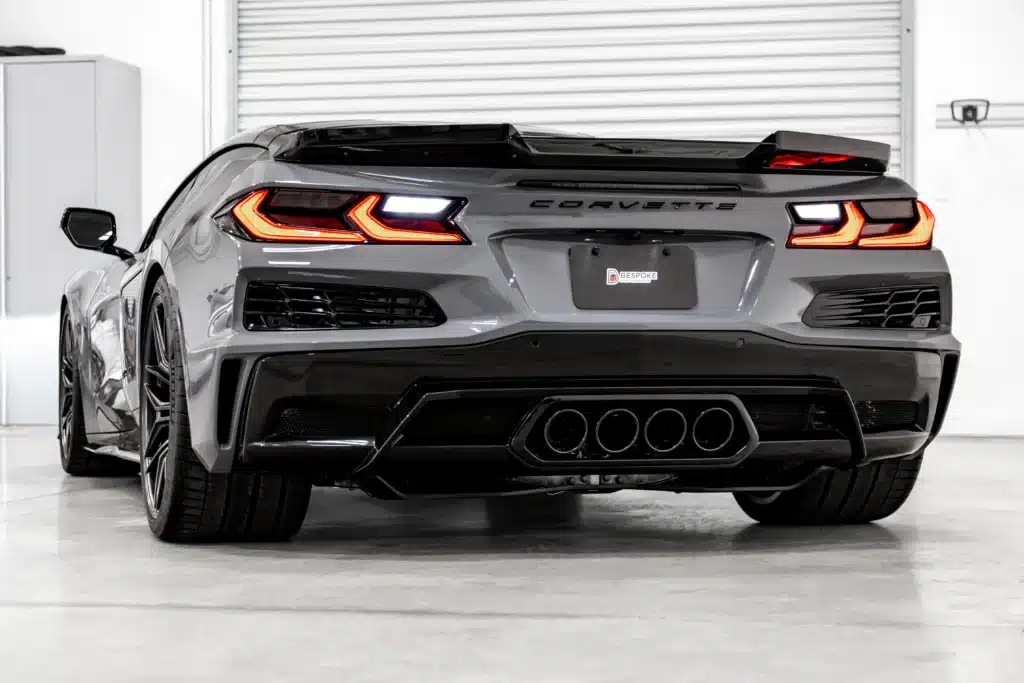 Chevy Corvette C8 Grey with Decals showcasing carbon flash